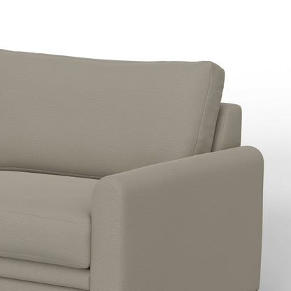 Divano Ata, poliestere grigio mandorla, 2 cuscini, legno massello marrone, 86 pollici