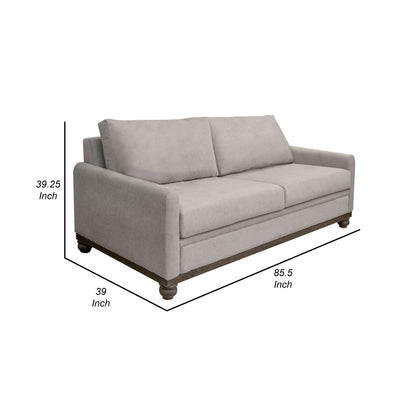 Divano Ata, poliestere beige, 2 cuscini, struttura in legno massello marrone, 86 pollici