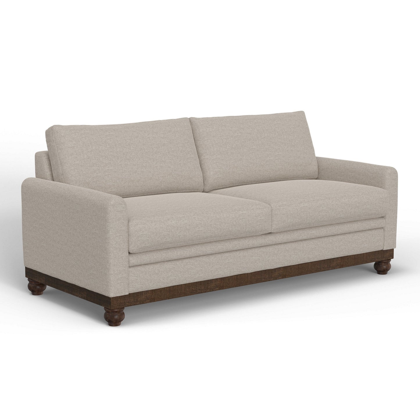 Divano Ata, poliestere beige, 2 cuscini, struttura in legno massello marrone, 86 pollici