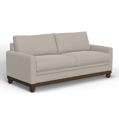 Divano Ata, poliestere beige, 2 cuscini, struttura in legno massello marrone, 86 pollici