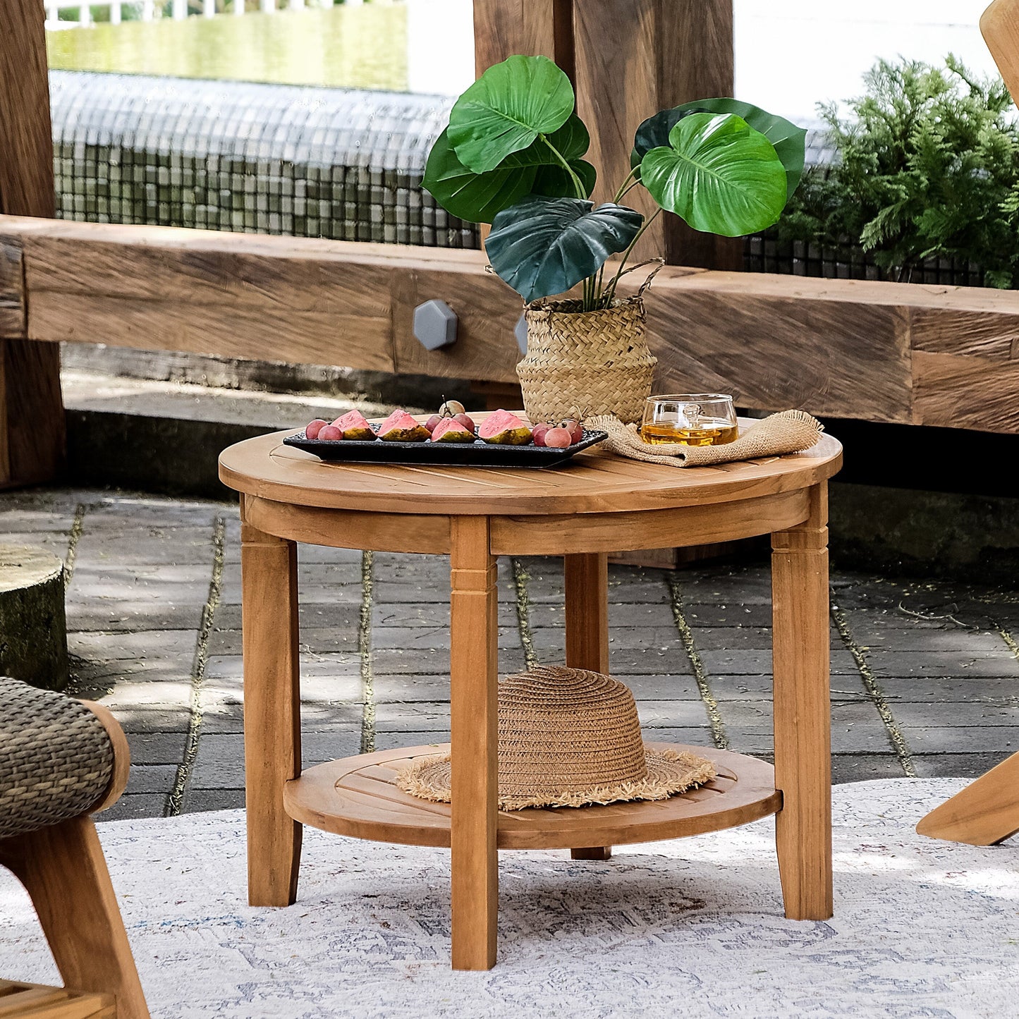 Set di 5 sedie Adirondack da esterno imbottite in teak Cambridge Casual Auburn