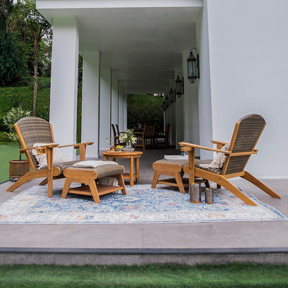 Set di 5 sedie Adirondack da esterno imbottite in teak Cambridge Casual Auburn