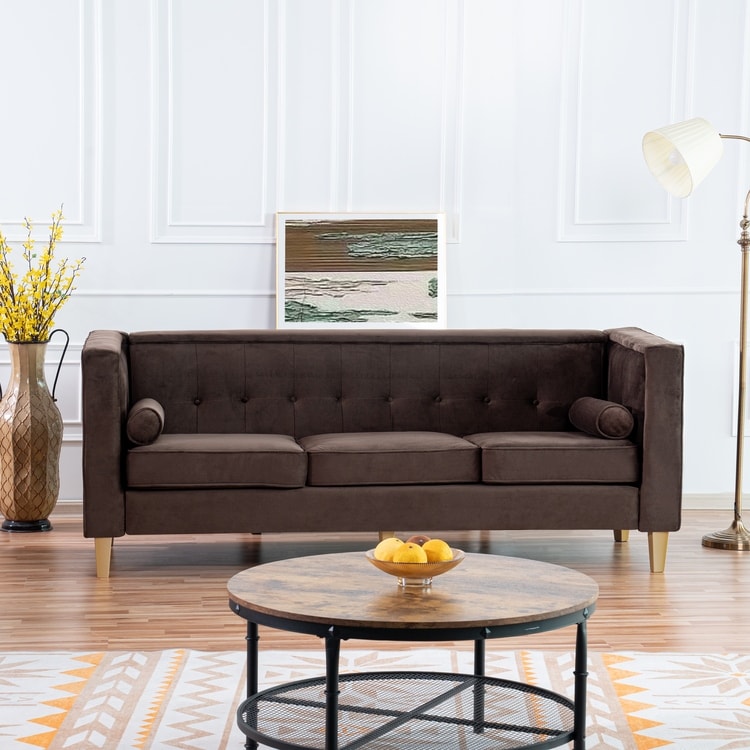 Divano per soggiorno Divano Mid Century con cuscino trapuntato Gambe in legno massello per soggiorno Camera da letto Comodo