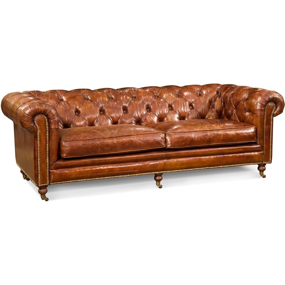 Divano Chesterfield in pelle pieno fiore Premier Aurelle Home
