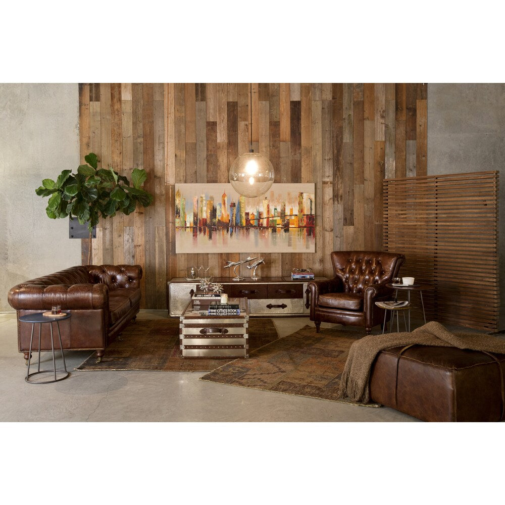 Divano Chesterfield in pelle pieno fiore Premier Aurelle Home