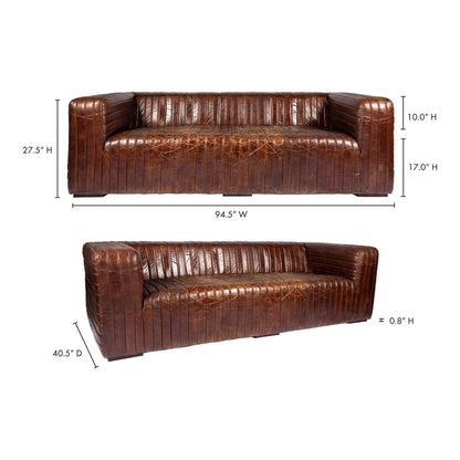 Divano moderno in pelle con cuciture a canale Caolo di Aurelle Home