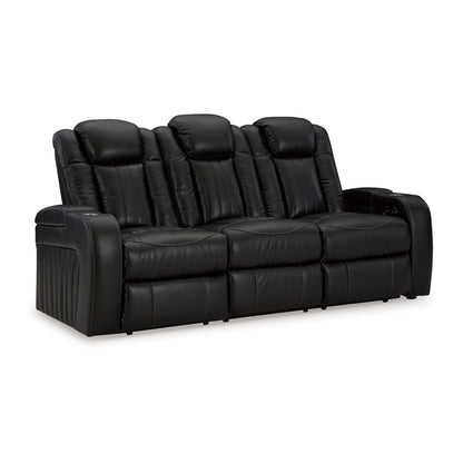 Divano reclinabile elettrico Aven, LED, similpelle blu notte, 86 pollici