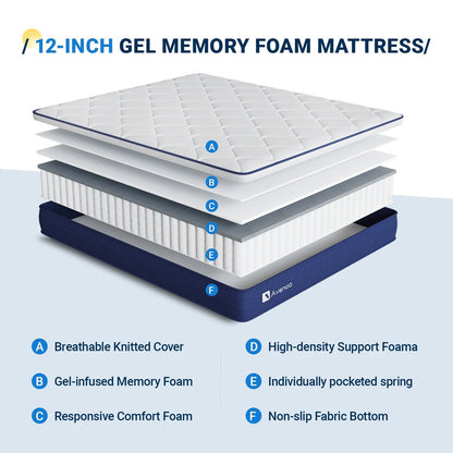 Materasso ibrido in memory foam medio Avenco da 12''