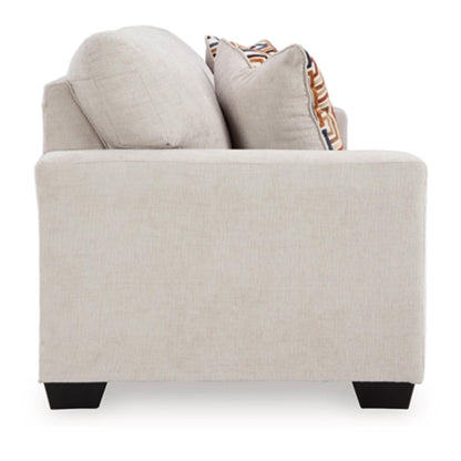 Divano letto matrimoniale Avie, 2 cuscini decorativi, poliestere avorio, 85 pollici