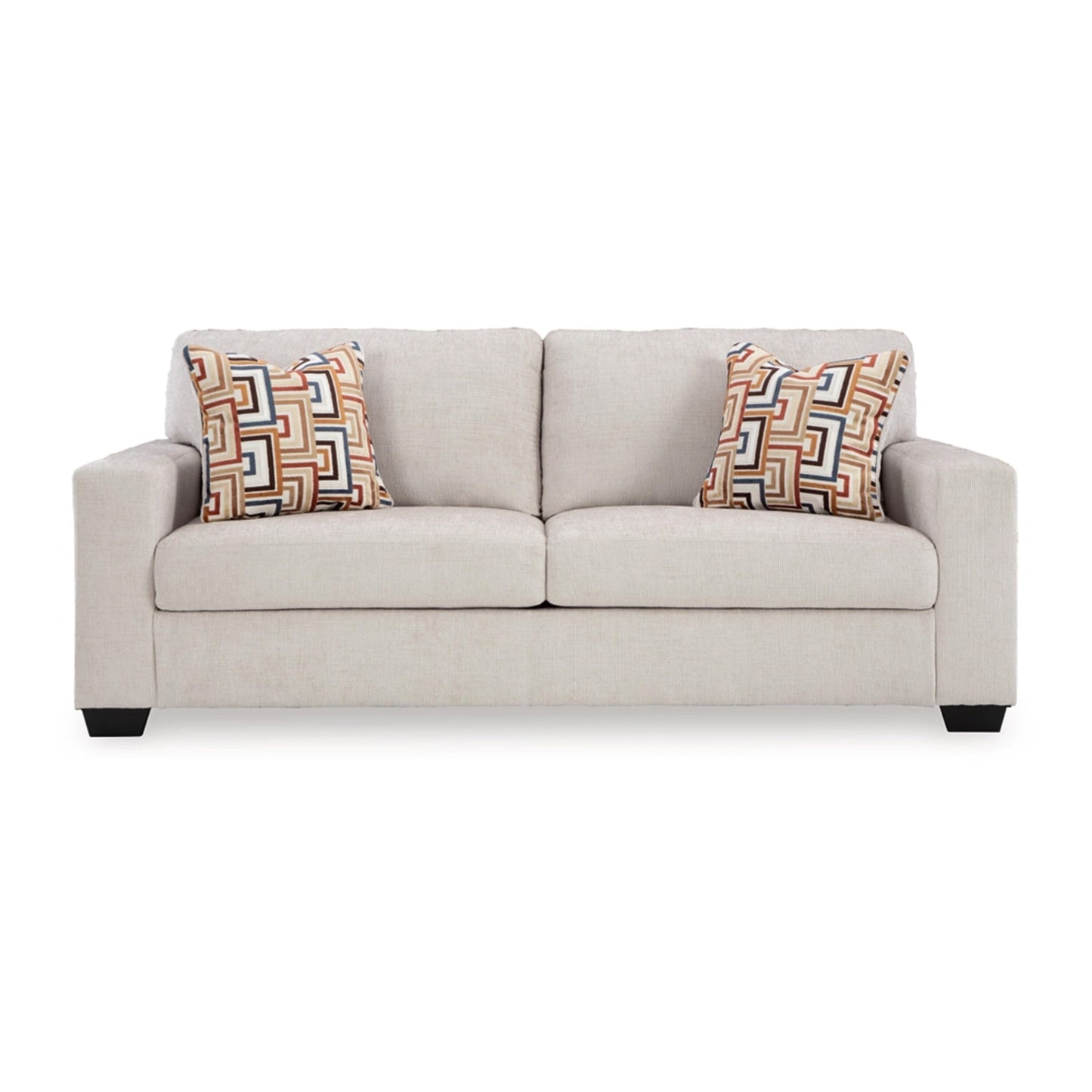 Divano letto matrimoniale Avie, 2 cuscini decorativi, poliestere avorio, 85 pollici