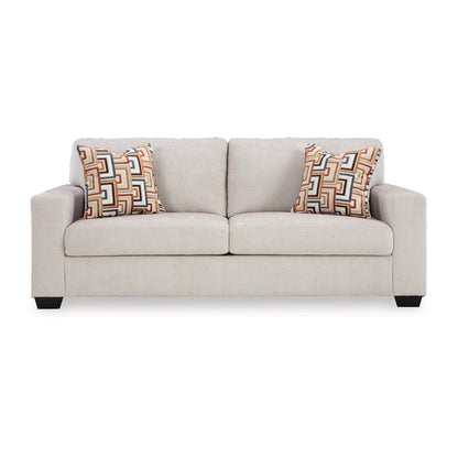 Divano letto matrimoniale Avie, 2 cuscini decorativi, poliestere avorio, 85 pollici