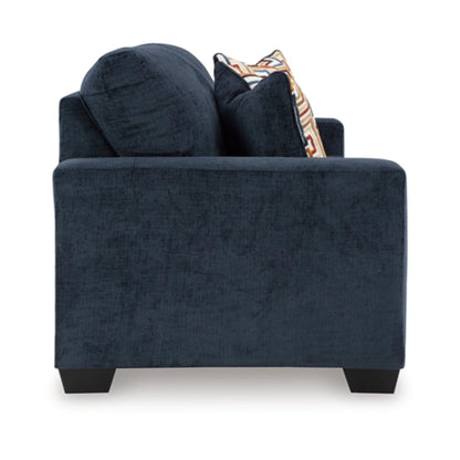 Divano letto matrimoniale Avie, 2 cuscini decorativi, poliestere blu navy, 85 pollici