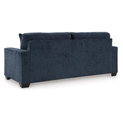 Divano letto matrimoniale Avie, 2 cuscini decorativi, poliestere blu navy, 85 pollici