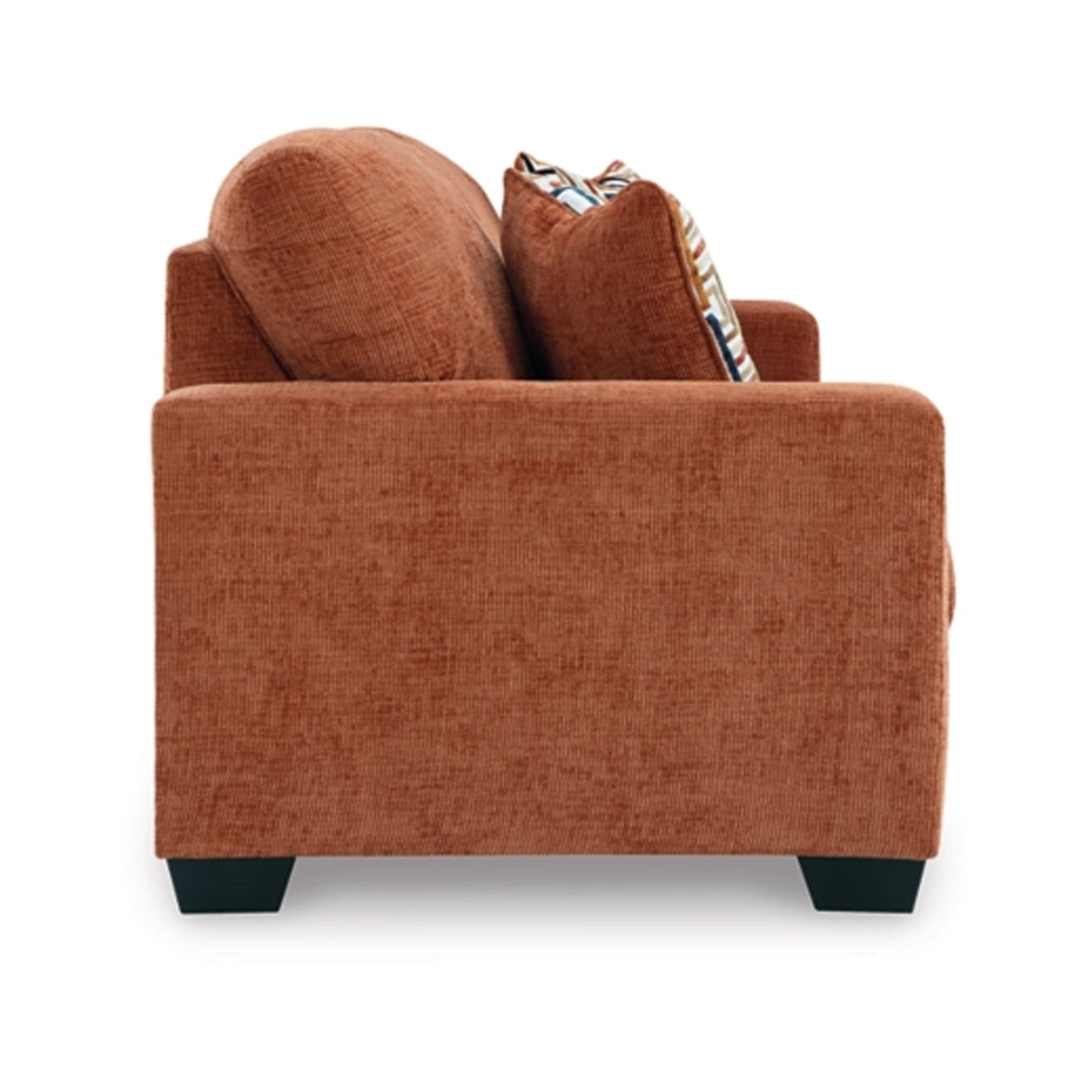 Divano letto matrimoniale Avie, 2 cuscini decorativi, poliestere arancione, 85 pollici