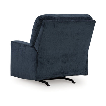 Poltrona reclinabile Avie Rocker con movimento delicato, poliestere blu navy