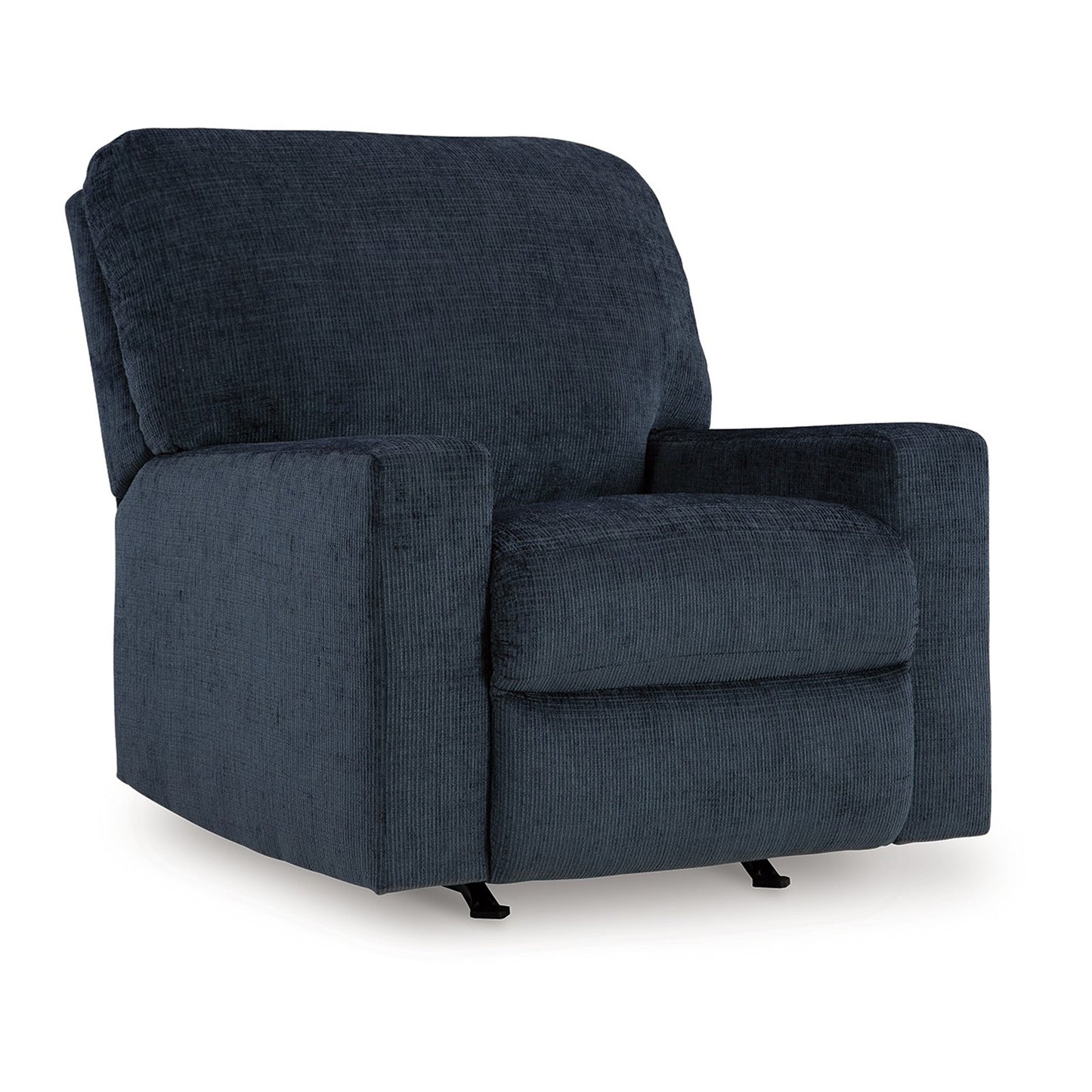 Poltrona reclinabile Avie Rocker con movimento delicato, poliestere blu navy