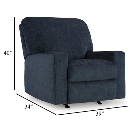 Poltrona reclinabile Avie Rocker con movimento delicato, poliestere blu navy