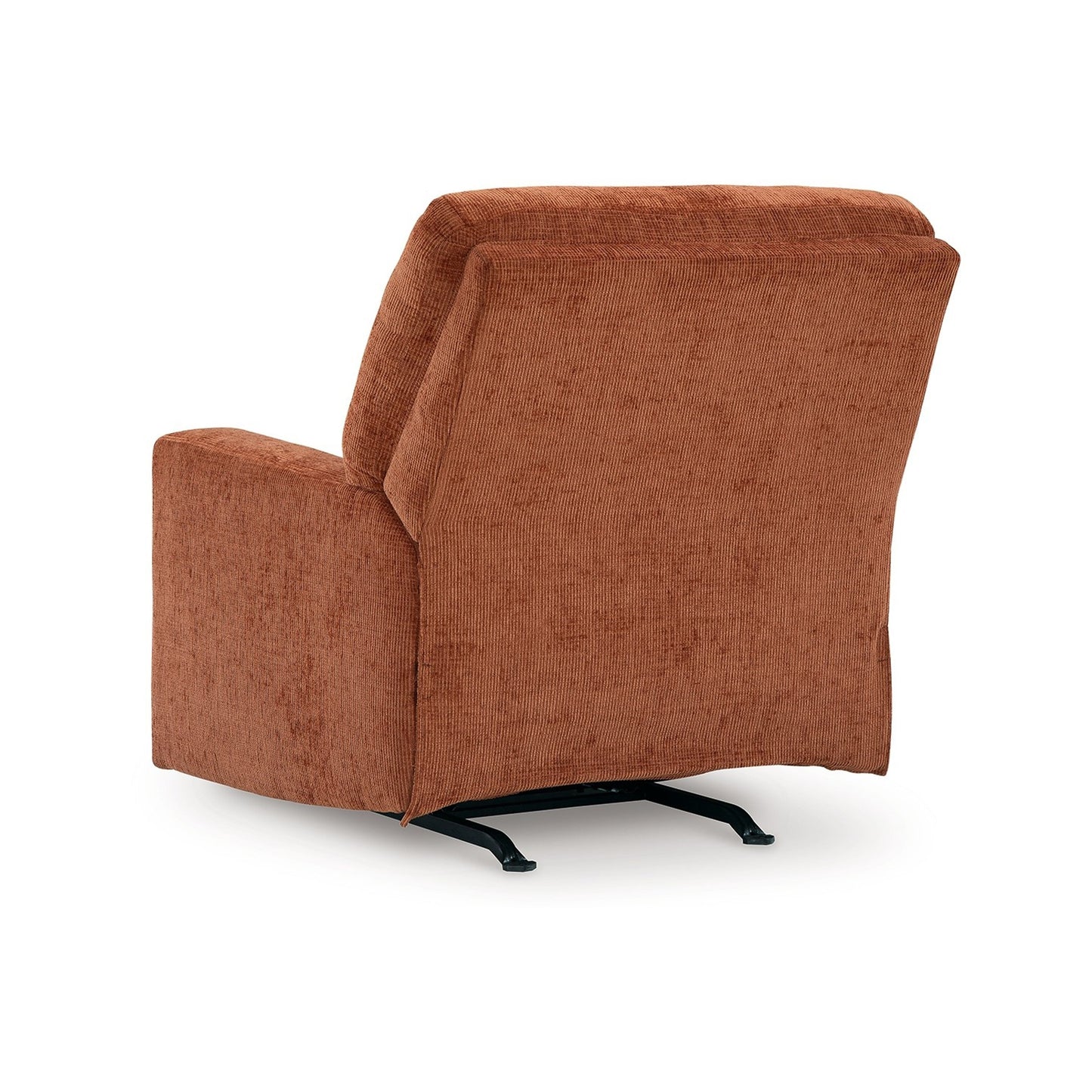 Poltrona reclinabile Avie Rocker, movimento delicato, poliestere arancione bruciato