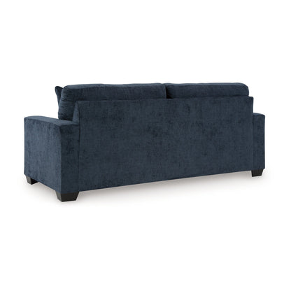 Divano Avie, 2 cuscini decorativi, 85 pollici, nero, morbido poliestere blu navy