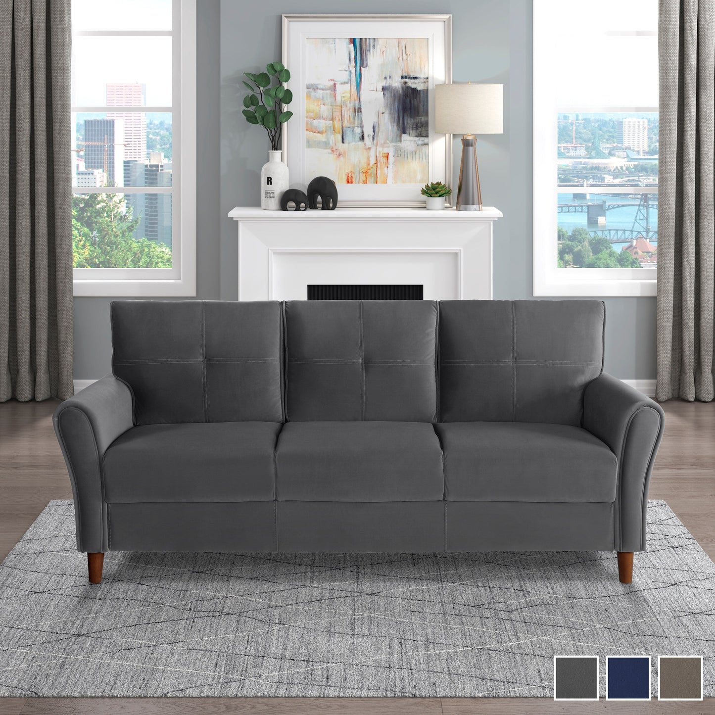 Divano in velluto trapuntato Avlona