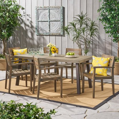 Set da pranzo per patio Avon Acacia da esterno, 7 pezzi, di Christopher Knight Home
