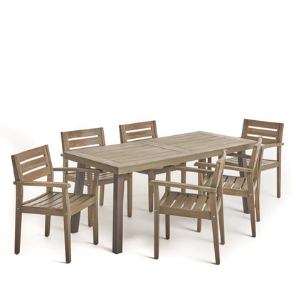 Set da pranzo per patio Avon Acacia da esterno, 7 pezzi, di Christopher Knight Home