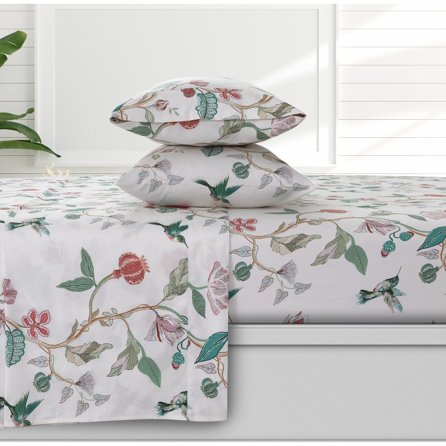 Set di lenzuola con tasche profonde in raso di cotone biologico Azores Home a 300 fili