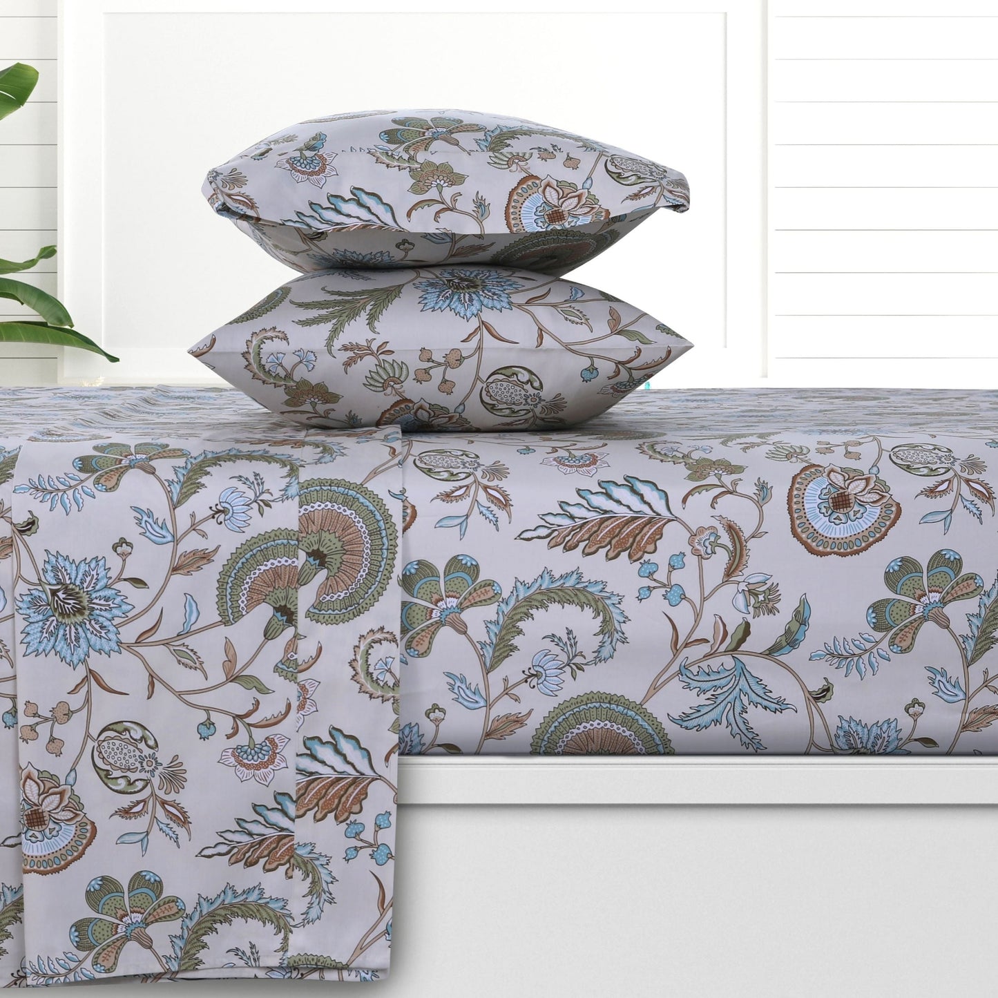 Set di lenzuola con tasche profonde in raso di cotone biologico Azores Home a 300 fili