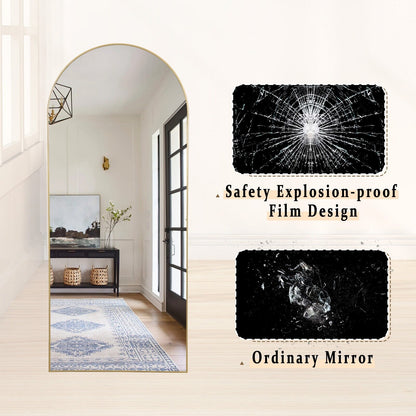 Specchio a figura intera ad arco in metallo, specchio da terra, specchio da parete