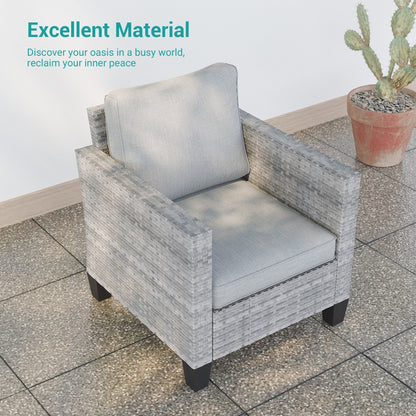 BONOSUKI 5 pezzi set di mobili da giardino girevoli e dondolo in rattan grigio