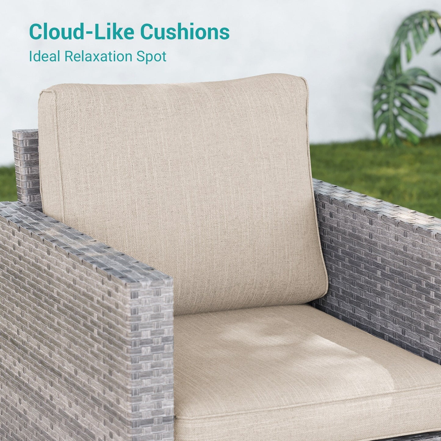 BONOSUKI 5 pezzi set di mobili da giardino girevoli e dondolo in rattan grigio