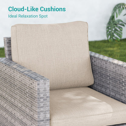 BONOSUKI 5 pezzi set di mobili da giardino girevoli e dondolo in rattan grigio