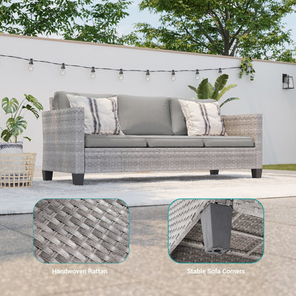 BONOSUKI 5 pezzi set di mobili da giardino girevoli e dondolo in rattan grigio