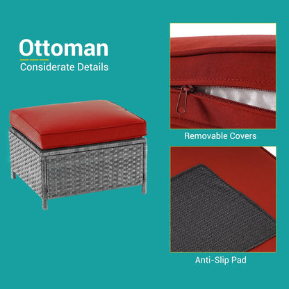 BONOSUKI Set di divani a dondolo girevoli da giardino da 6 pezzi in rattan grigio con tavolino laterale