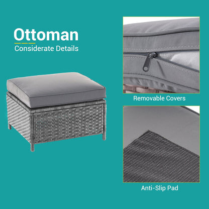 BONOSUKI Set di divani a dondolo girevoli da giardino da 6 pezzi in rattan grigio con tavolino laterale