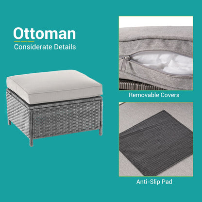 BONOSUKI Set di divani a dondolo girevoli da giardino da 6 pezzi in rattan grigio con tavolino laterale