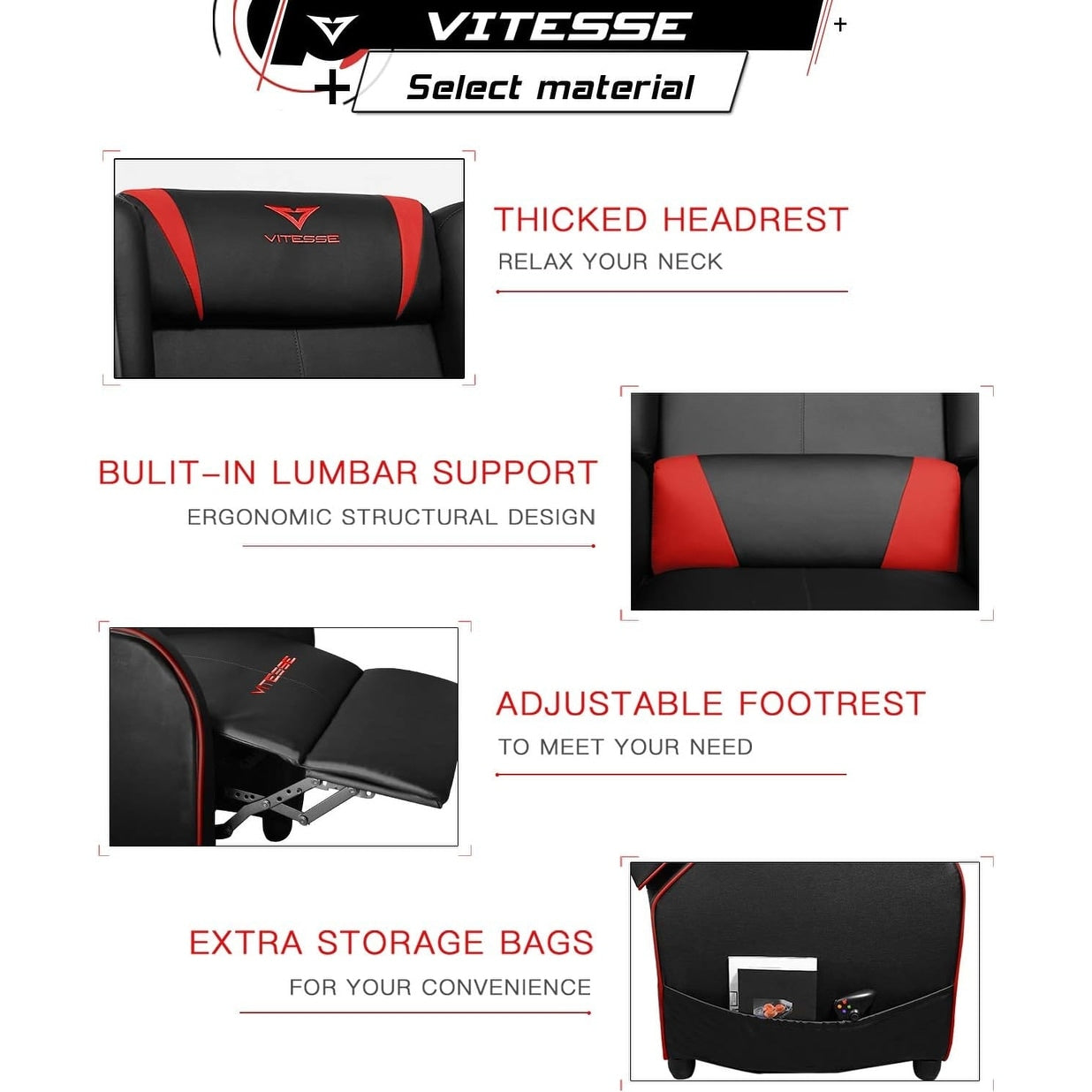 Poltrona reclinabile da gioco BOSSIN, stile racing, con schienale alto, poltrone reclinabili per soggiorno, posti a sedere per teatro