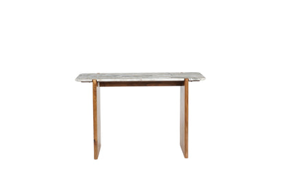 Puducherry - Consolle in legno di acacia e marmo bianco con venature