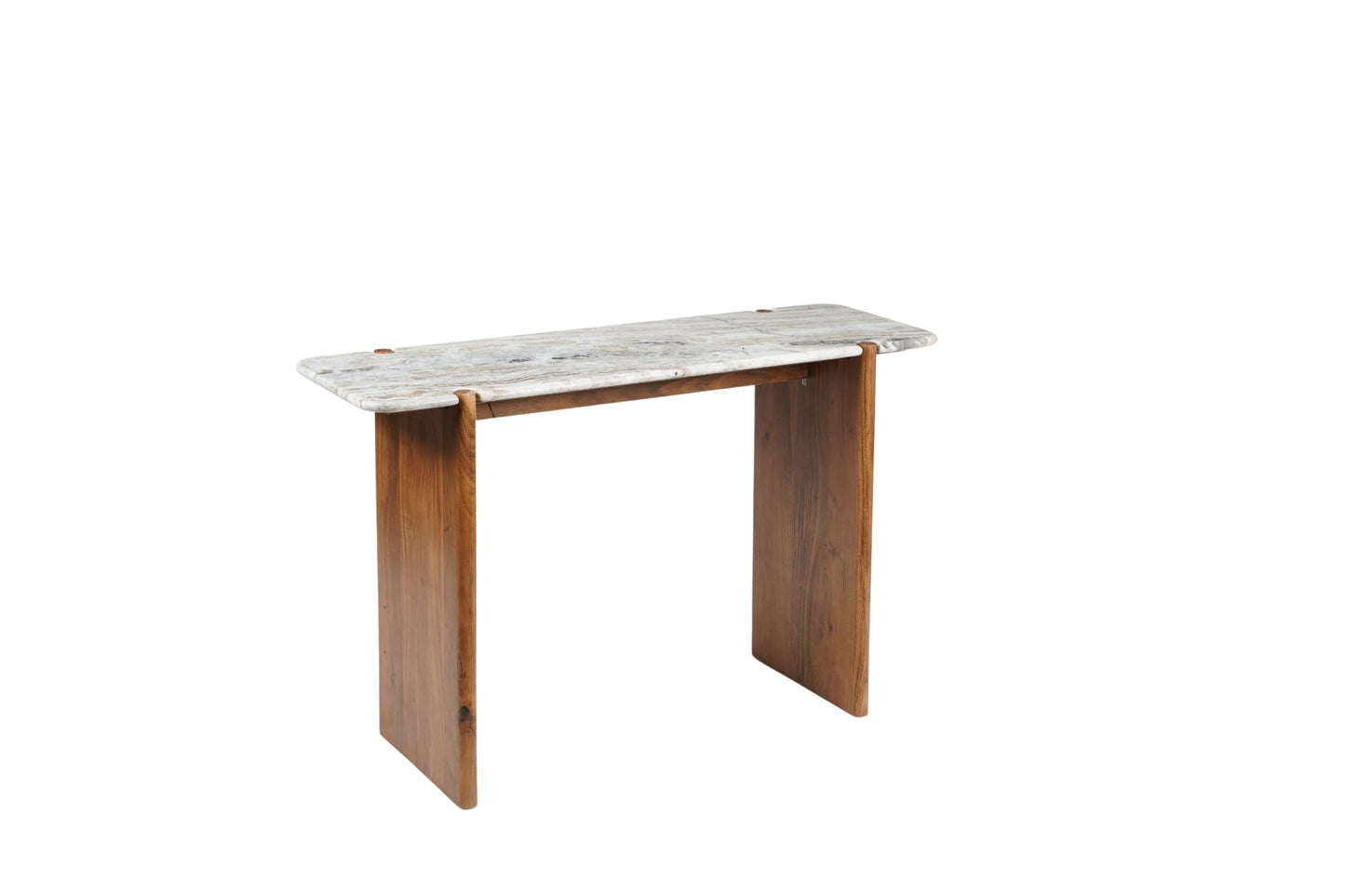 Puducherry - Consolle in legno di acacia e marmo bianco con venature