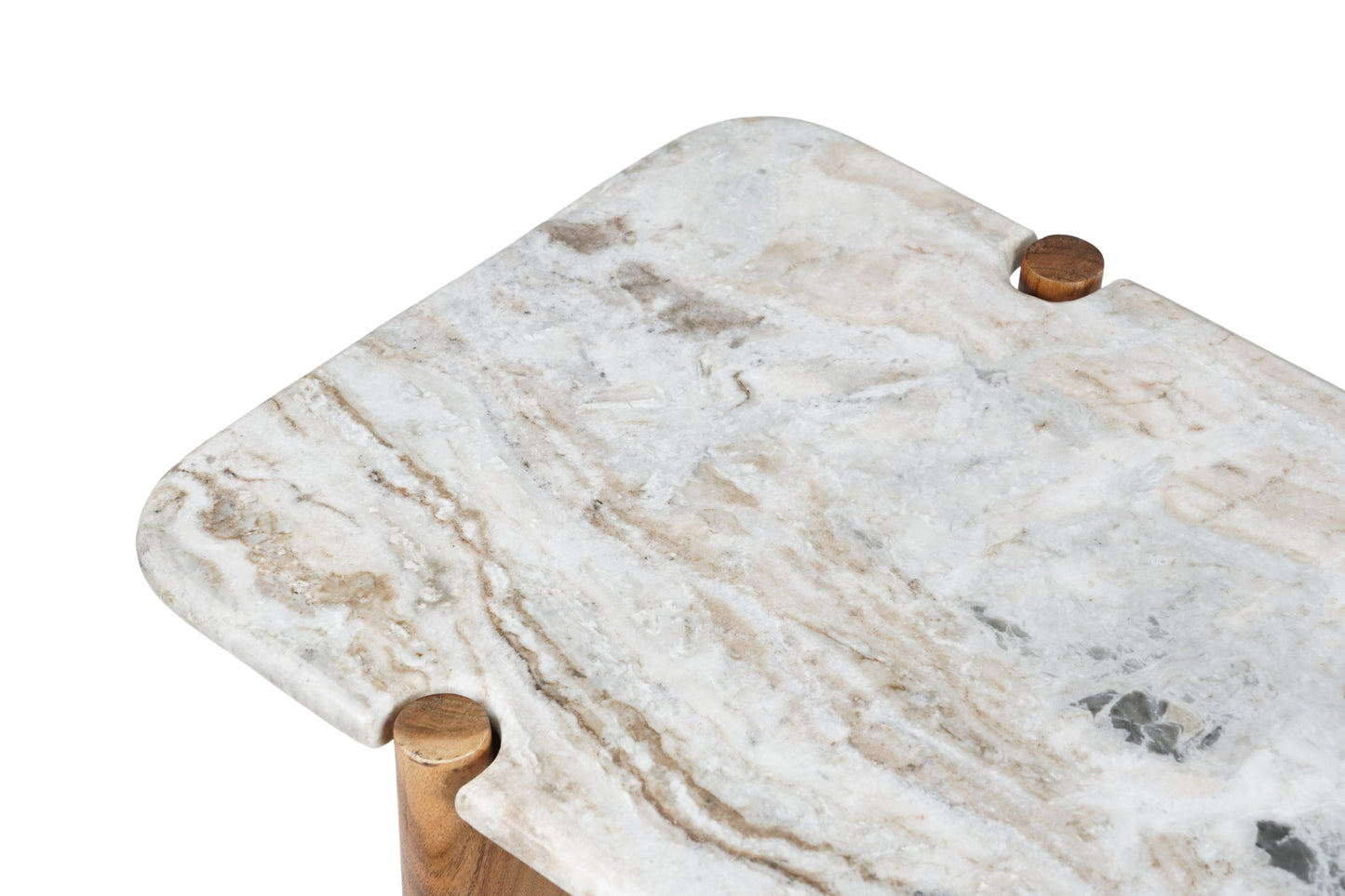 Puducherry - Consolle in legno di acacia e marmo bianco con venature