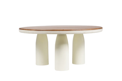 Maryland - Tavolino Rotorndo Con Gambe Color Panna