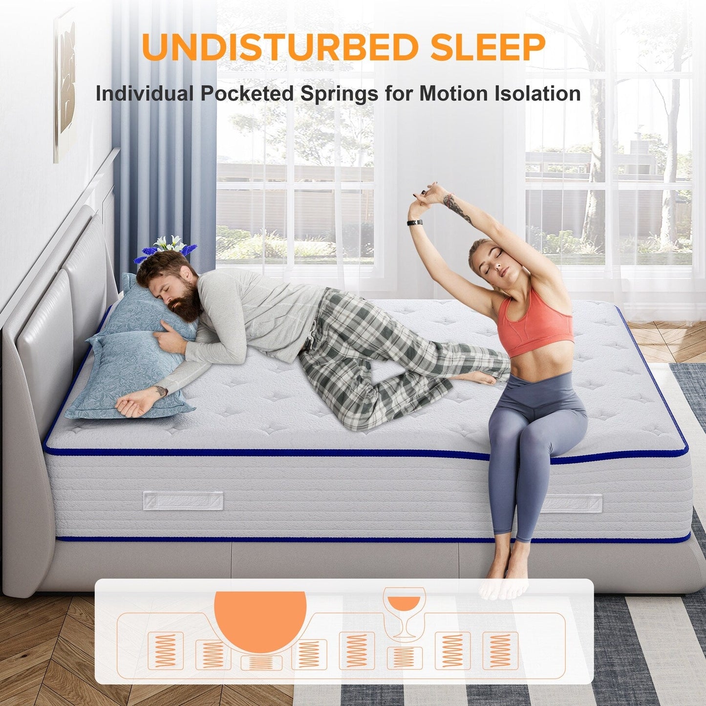 Materasso ibrido a molle insacchettate SweDrea King da 10 pollici, in memory foam e gel di medie dimensioni, con certificazione CertiPUR-US, SGS e OEKO-TEX