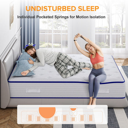 Materasso ibrido a molle insacchettate SweDrea King da 10 pollici, in memory foam e gel di medie dimensioni, con certificazione CertiPUR-US, SGS e OEKO-TEX