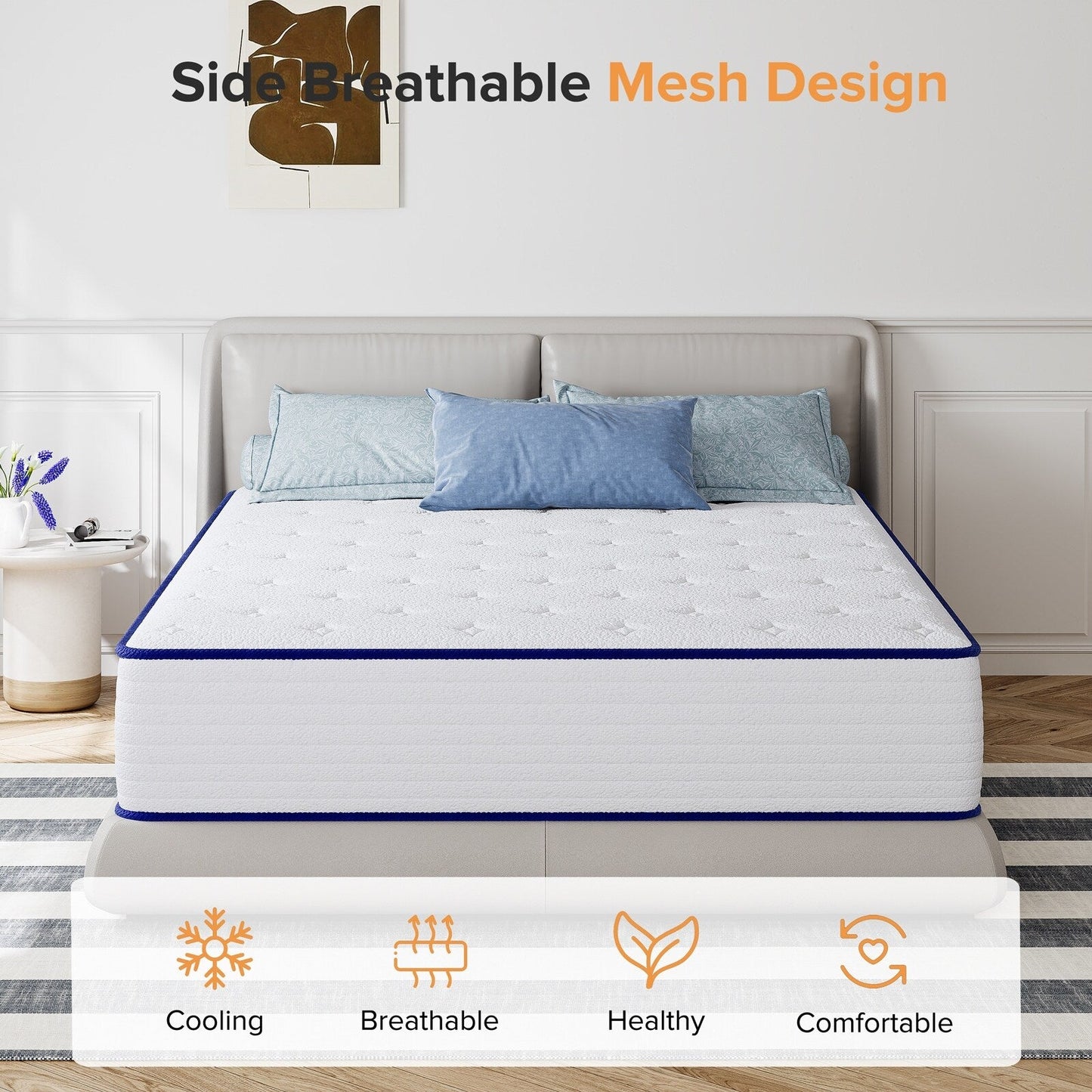 Materasso ibrido a molle insacchettate SweDrea King da 10 pollici, in memory foam e gel di medie dimensioni, con certificazione CertiPUR-US, SGS e OEKO-TEX