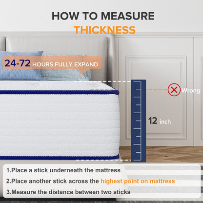 Materasso ibrido a molle insacchettate SweDrea King da 10 pollici, in memory foam e gel di medie dimensioni, con certificazione CertiPUR-US, SGS e OEKO-TEX