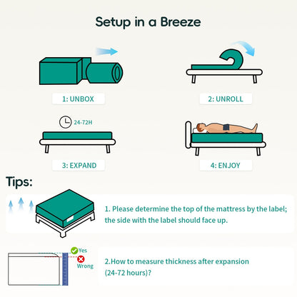 Materasso in memory foam ibrido in gel SweDrea da 10 pollici di medie dimensioni in una scatola con certificazione CertiPUR-US, SGS e OEKO-TEX