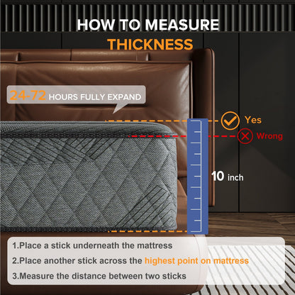 Materasso ibrido in memory foam infuso di gel SweDrea da 10 pollici, mediamente rigido, rinfrescante e traspirante con CertiPUR-US, SGS e OEKO-TEX