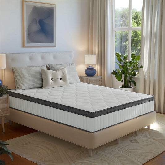 Materasso ibrido in memory foam SweDrea da 12 pollici con certificazione CertiPUR-US e Oeko-TEX, dotato di molle rinforzate.