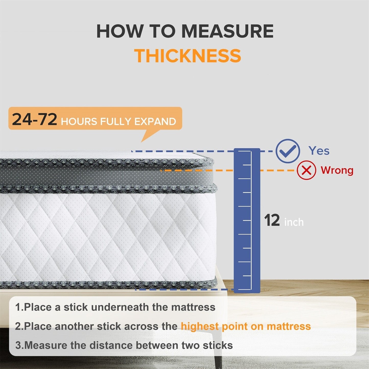 Materasso ibrido in memory foam SweDrea da 12 pollici con certificazione CertiPUR-US e Oeko-TEX, con assorbimento del carbone di bambù.