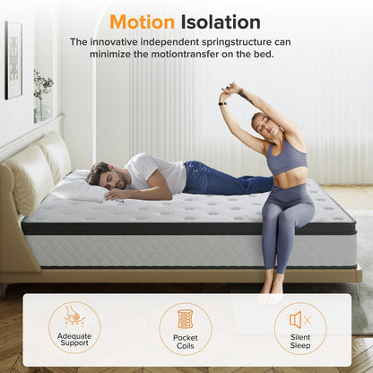 Materasso SweDrea in memory foam ibrido rigido da 12 pollici con certificazione CertiPUR-US e Oeko-TEX, dotato di molle rinforzate.